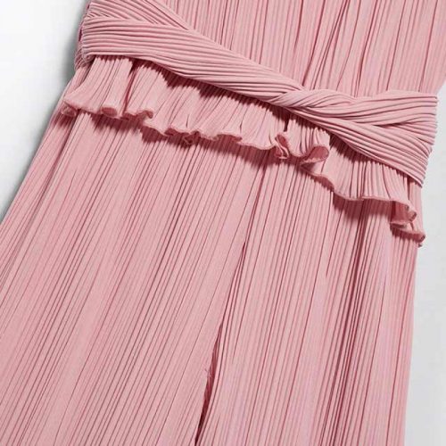 Σαλοπέτα μακριά γάζα πιέτες ροζ