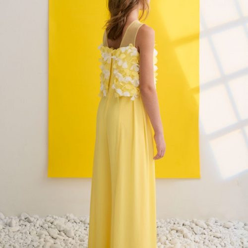 Ολόσωμη φόρμα μακριά γάζα λουλούδια 3d κίτρινο