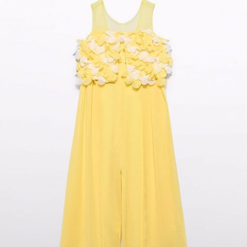 Ολόσωμη φόρμα μακριά γάζα λουλούδια 3d κίτρινο