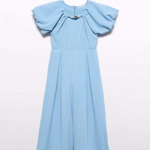 Ολόσωμη φόρμα κρεπ γαλάζιο