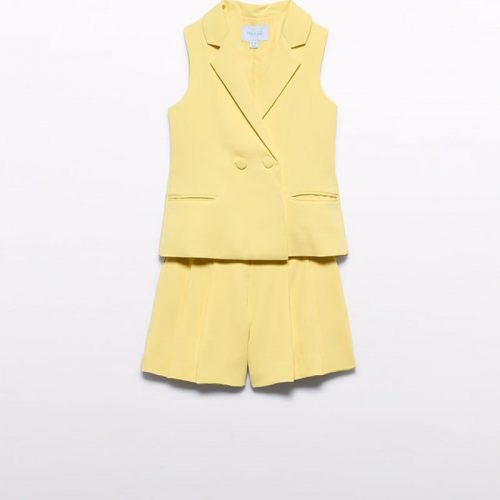 Κοστούμι βερμούδα κρεπ κίτρινο