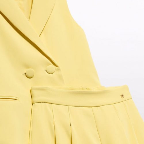 Κοστούμι βερμούδα κρεπ κίτρινο