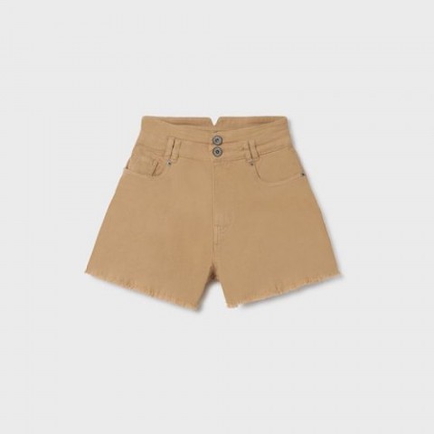Mayoral Παντελόνι κοντό τζιν ψηλόμεσο από βαμβάκι ώχρα
