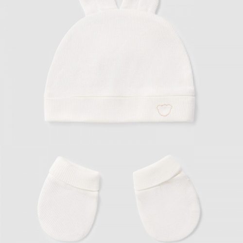 Mayoral Σετ σκούφος και γάντια εκρού