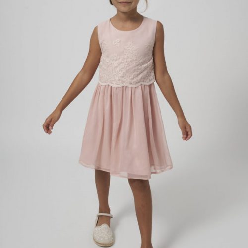 Mayoral Φόρεμα κέντημα συνδυασμένο ροζ