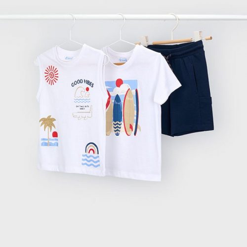 Mayoral Σετ 3 τεμάχια μακό λευκό-μπλε