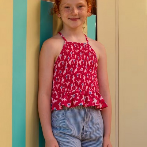 Mayoral Παντελόνι κοντό ριγέ τζιν μπλε