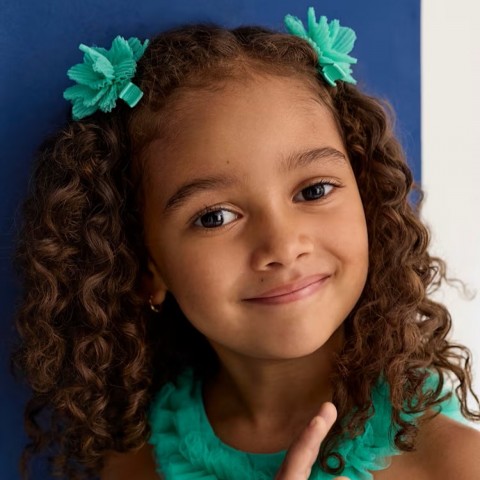 abel & lula Σετ τσιμπιδάκια λουλούδι τούλι πετρόλ